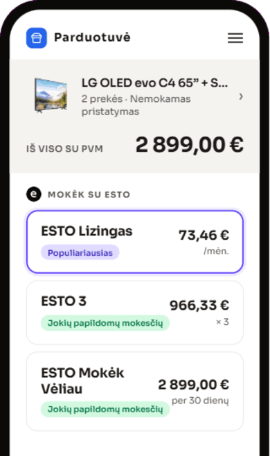 Atsiskaitymas su ESTO